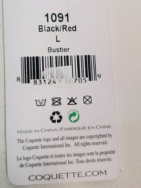 Bustier Corset – Black with Red Stitching & Ribbon Tie– Size L – NWT - Picture 14 of 16